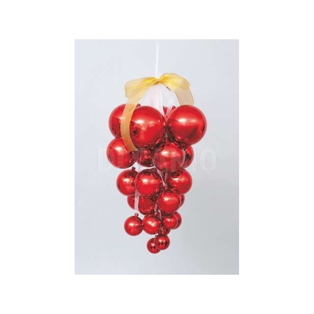 Grappolo 25 sfere metallizate rosse cm.40 in pvc box - Principale