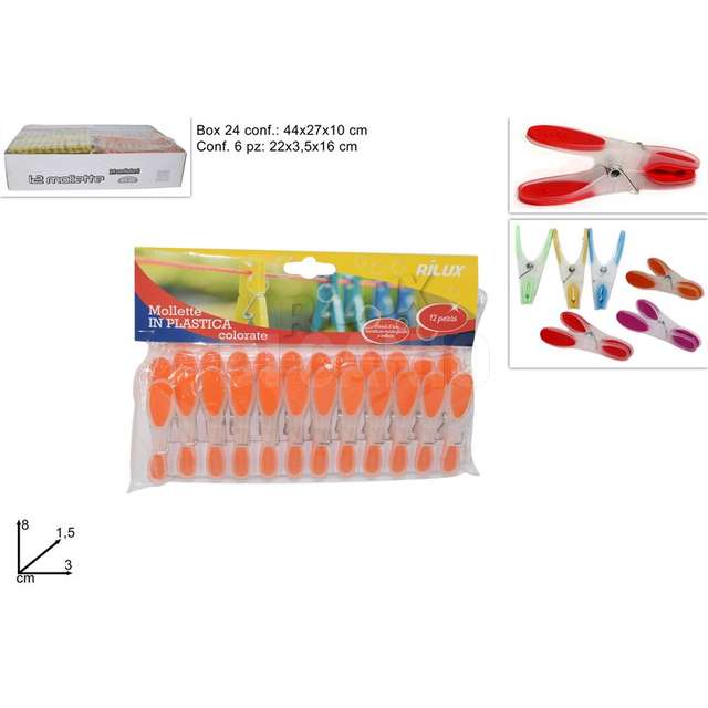 Mollette 12 pz colorate - Principale
