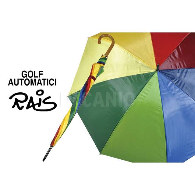 Ombrello golf aut. 67x8 asta doppia arcobaleno - Principale