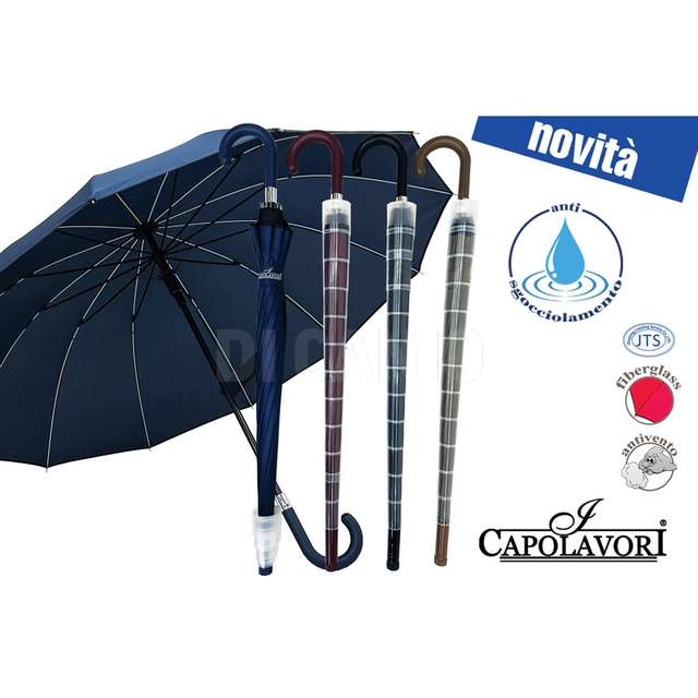 Ombrello golf automatico 12 stecche ultra strong con bicchiere antisgoccilamento - Principale