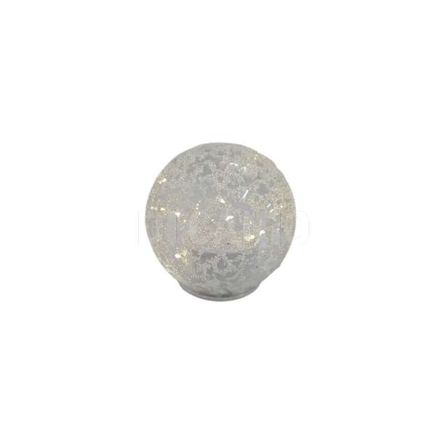 Palla decorata bianca in vetro rotante con luci batteria 3xaa d.15 cm - Principale