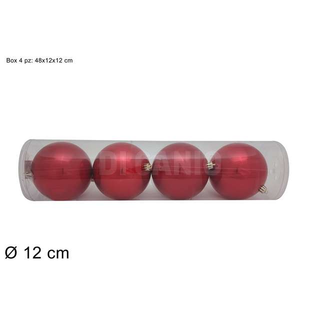 Palle 12 cm. 4 pz. 2ass.rosso in box pvcvc - Principale