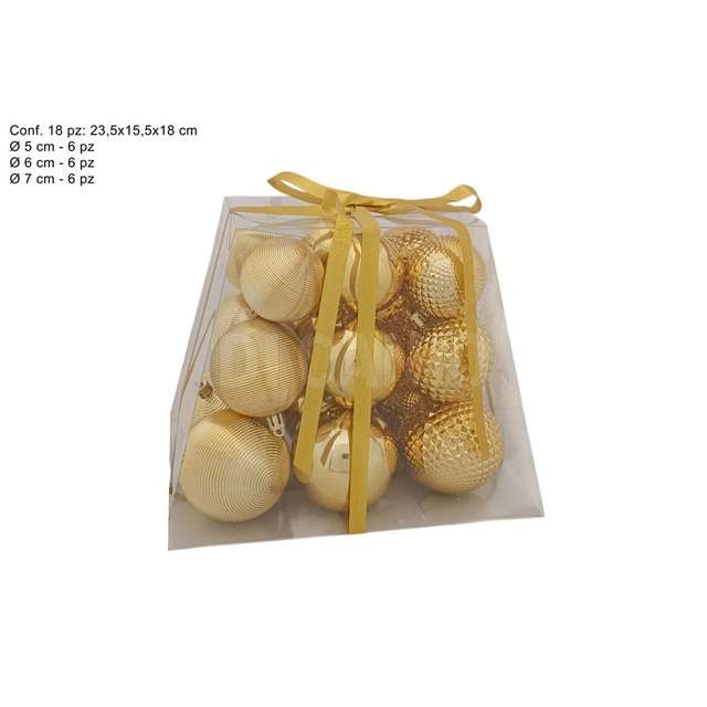 Palle 18 pz. oro in box piramide pvc - Principale