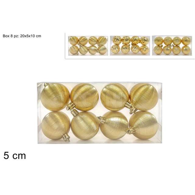 Palle 5 cm. 8 pz. oro 3ass in pvc box - Principale