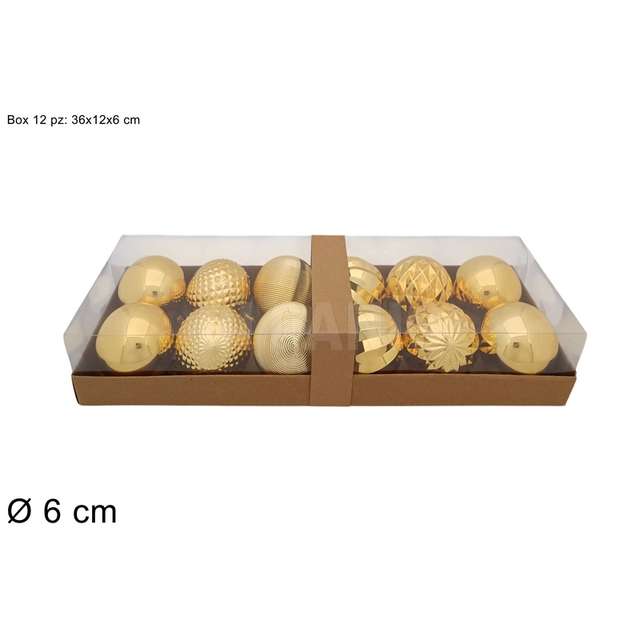 Palle 6 cm. 12 pz. 6ass in box oro - Principale