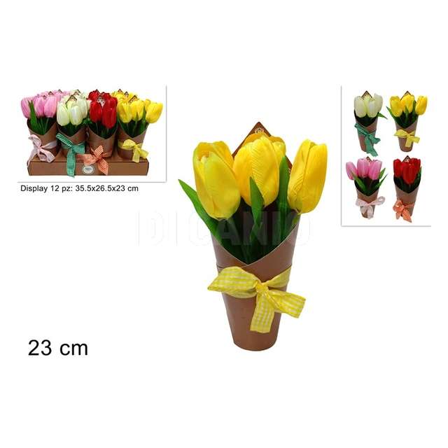 Piantina tulipani c/cartoncino e fiocco - Principale