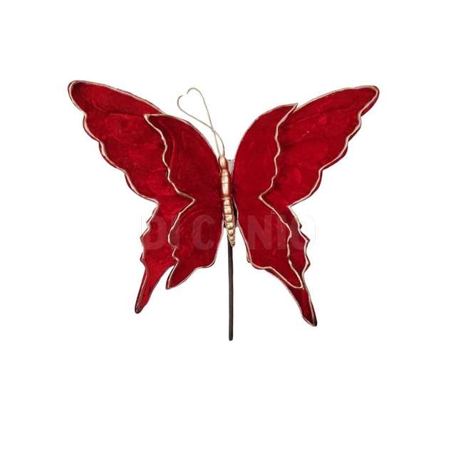 Pick farfalla velluto rosso in plastica e tessuto 28x21xh.22 cm - Principale