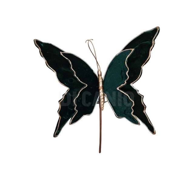 Pick farfalla velluto verde in plastica e tessuto 28x21xh.22 cm - Principale