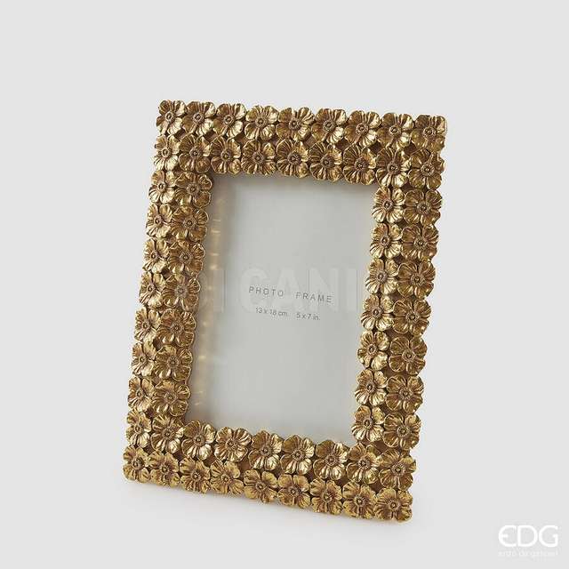 Portafoto fiorimix rettangolare h.24 l.19 gold edg - Principale