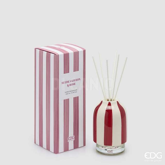 Profumatore bottiglia righe 200ml saffron e rose - Principale