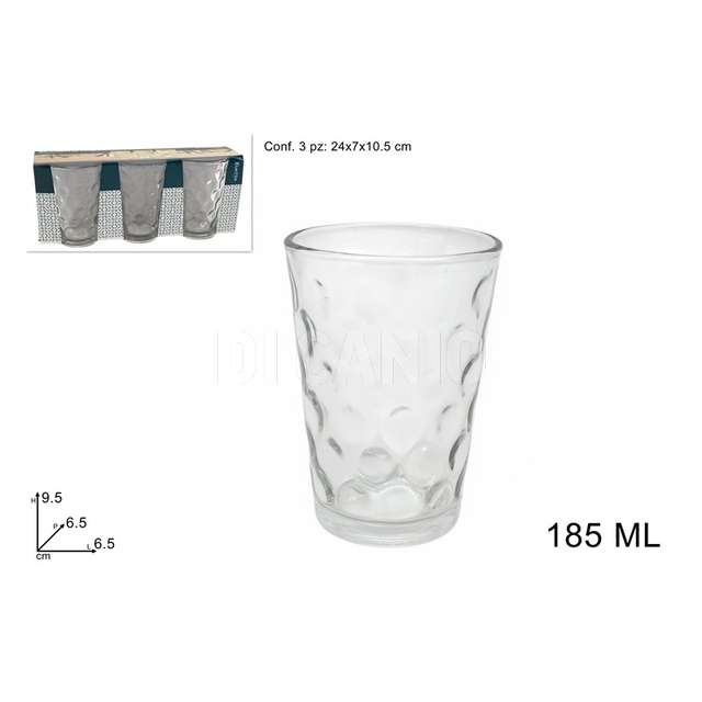 Set 3 pz bicchieri vetro quadretti - Principale