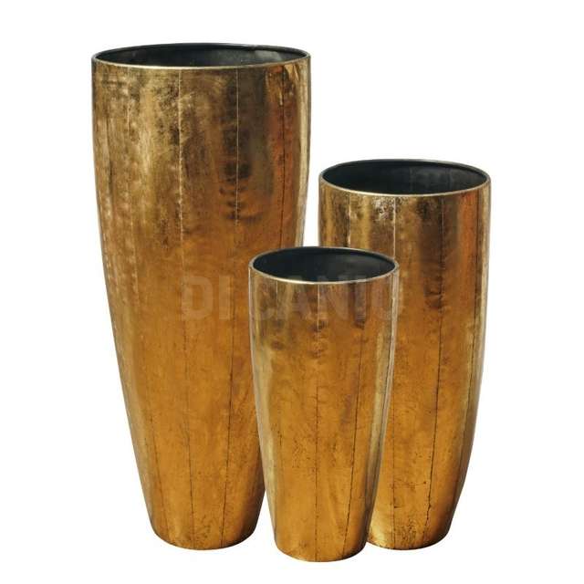 Set 3 vasi l.38x95,5-m.32,5x77-s.27,5x58cm gold - Principale