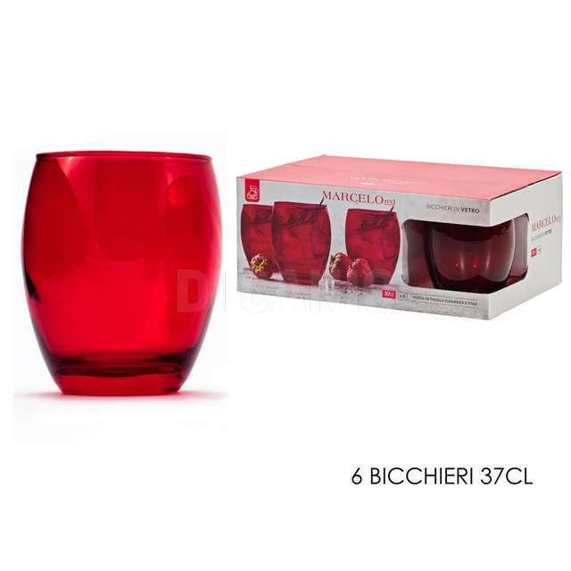 Set 6 bicchieri rossi 37cl - Principale