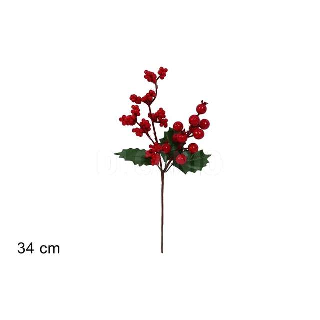 Spillone bacche c foglie verdi 34 cm - Principale