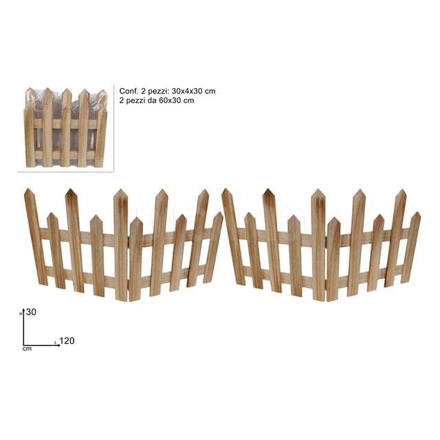 Steccato legno 60x30cm pieghevole 2 pz naturale - Principale
