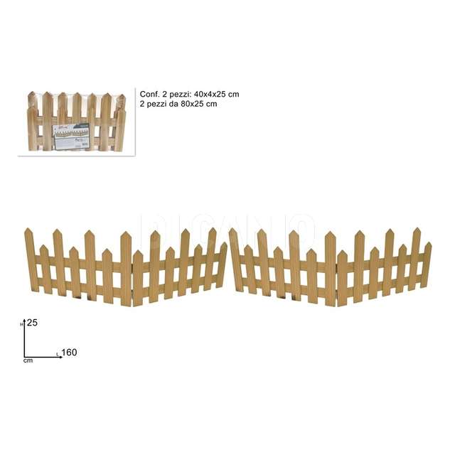 Steccato legno 80x25cm pieghevole 2 pz naturale - Principale