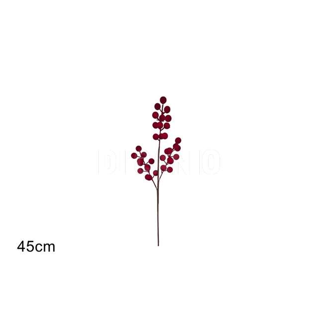 Stelo 45cm bacche effetto velluto bordeaux - Principale