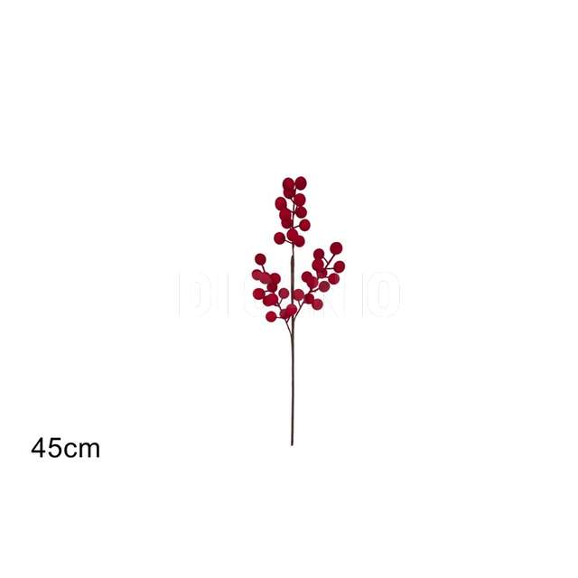 Stelo 45cm bacche effetto velluto rosso - Principale