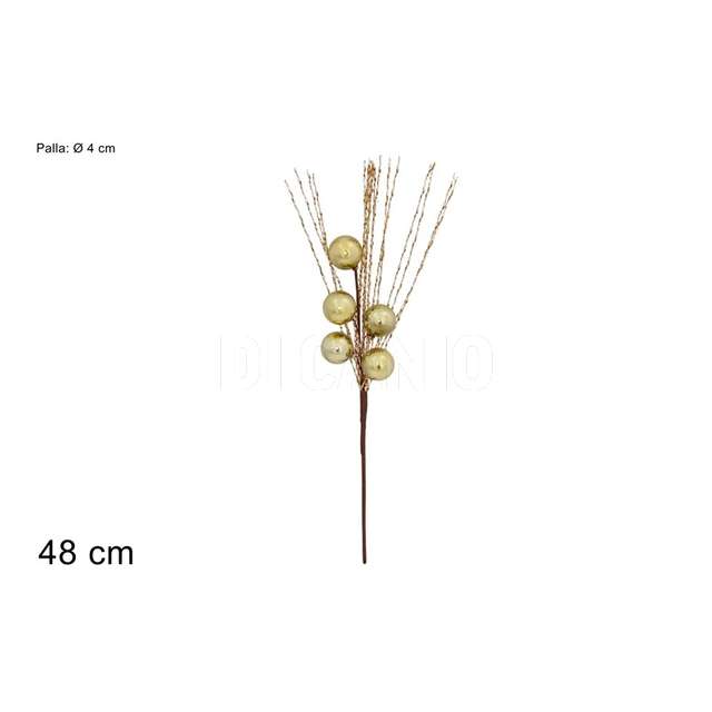 Stelo 48 cm c palle 4 cm c fili laminati oro - Principale