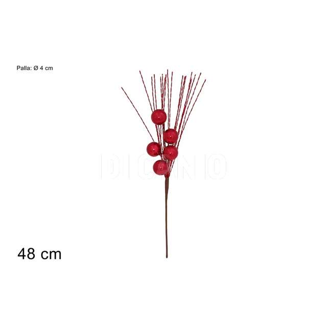 Stelo 48 cm c palle 4 cm c fili laminati rosso - Principale