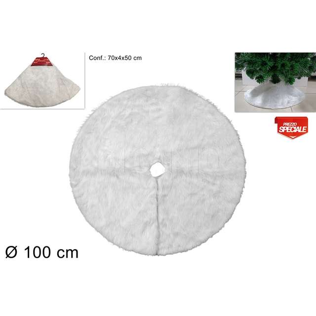 Tappeto albero pelliccia bianco 100 cm.tree skirt 100 cm. - Principale