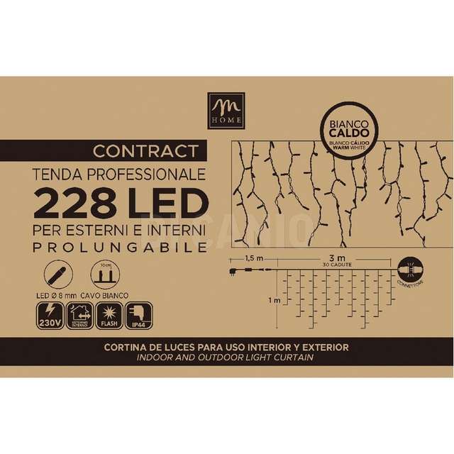 Tenda contract 228 led bianco caldo e flash bianco filo bianco da esterno prol - Principale