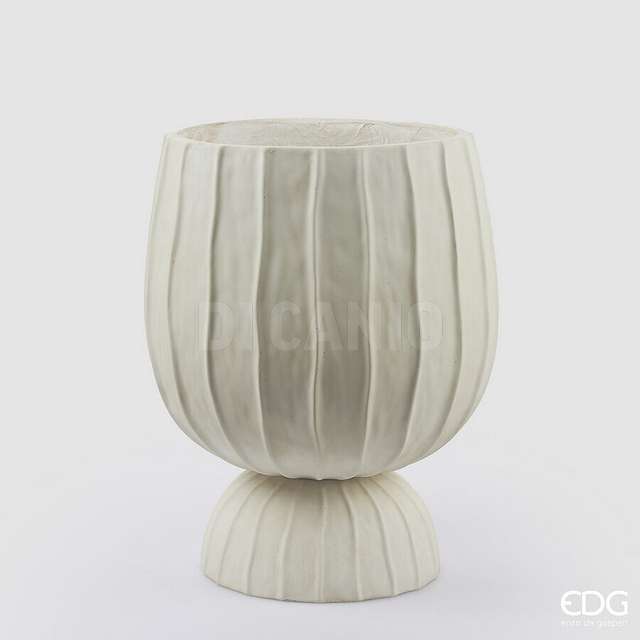 Vaso righe bombato con piede h.45 d.35 white edg - Principale