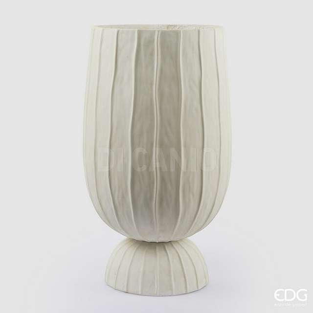 Vaso righe bombato con piede h.60 d.35 white edg - Principale