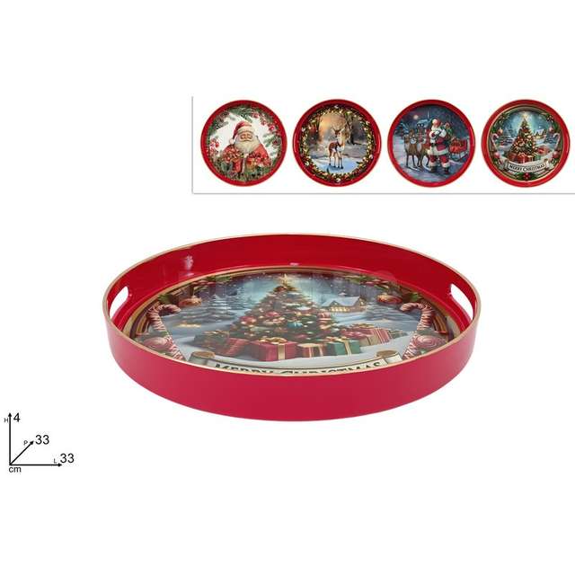 Vass.oio plastica tondo 33 cm. cdecoro natalizio 4 ass. - Principale