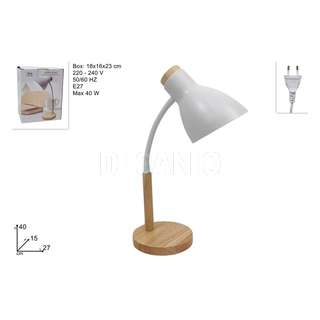 LAMPADA REGOLABILE IN METALLO CON BASE LEGNO