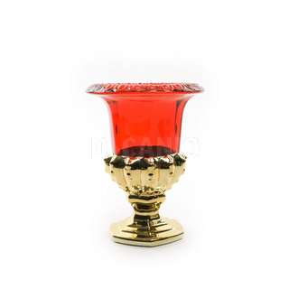 COPPA ORO ROSSO IN VETRO D.16XH.19 cm
