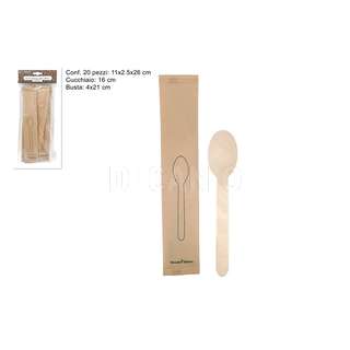 SET 20 PZ CUCCHIAI LEGNO IMBUSTATE SINGOLARMENTE