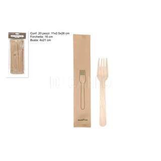 SET 20 PZ FORCHETTE LEGNO IMBUSTATE SINGOLARMENTE